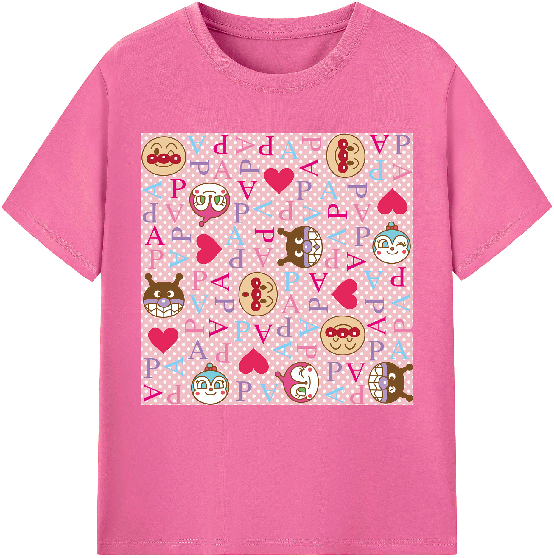 （画像用） アンパンマン Anpanman レディースカジュアルプリントTシャツ（綿100％）